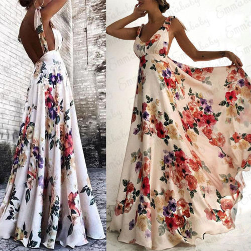 V Neck Backless Long Dress