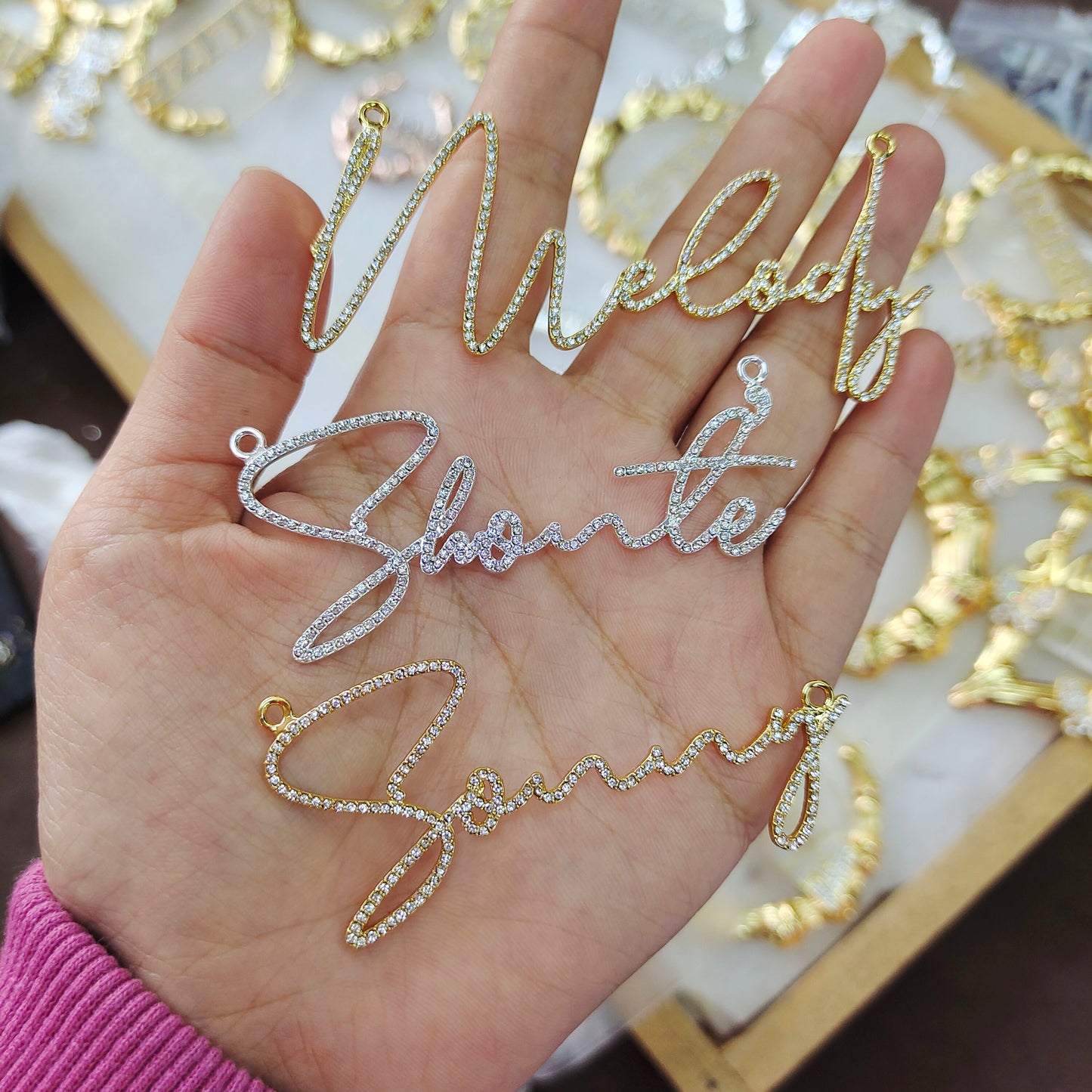 Crystal Pendant Letters Necklace