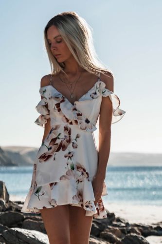 Sleeveless V-Neck Sling Print Dress