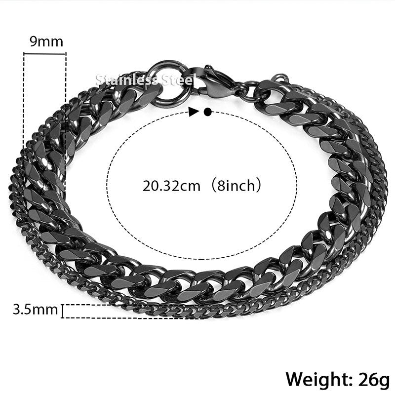 Double Chain Steel Bracelet