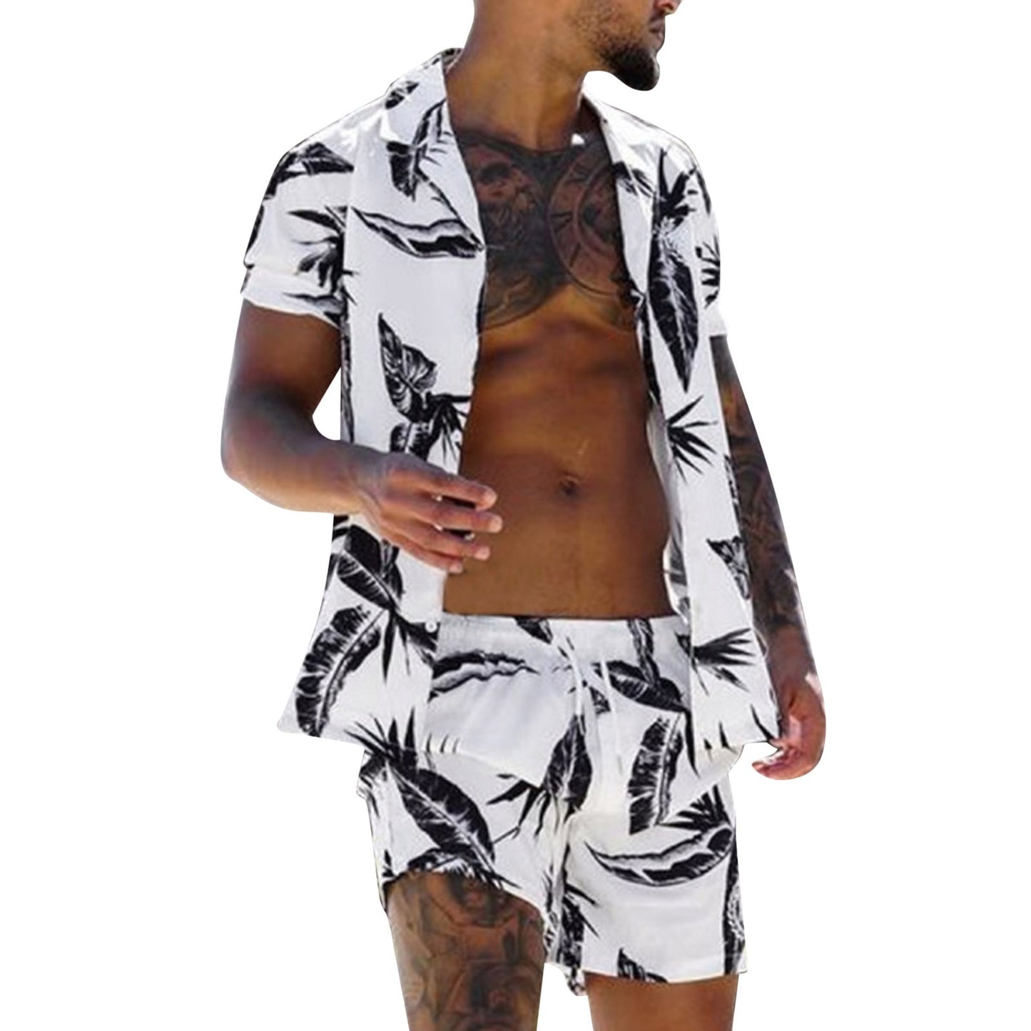 Summer Hawaii Tropical Print Men Sets