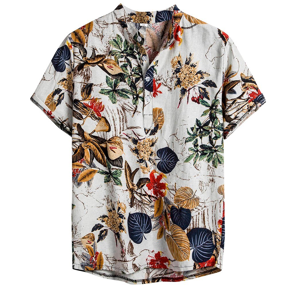 Floral Leaf Print Holiday Shirt