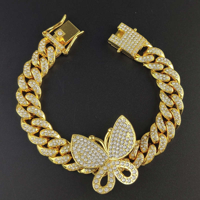 Hip Hop Bling Iced Gold Color Bracelets