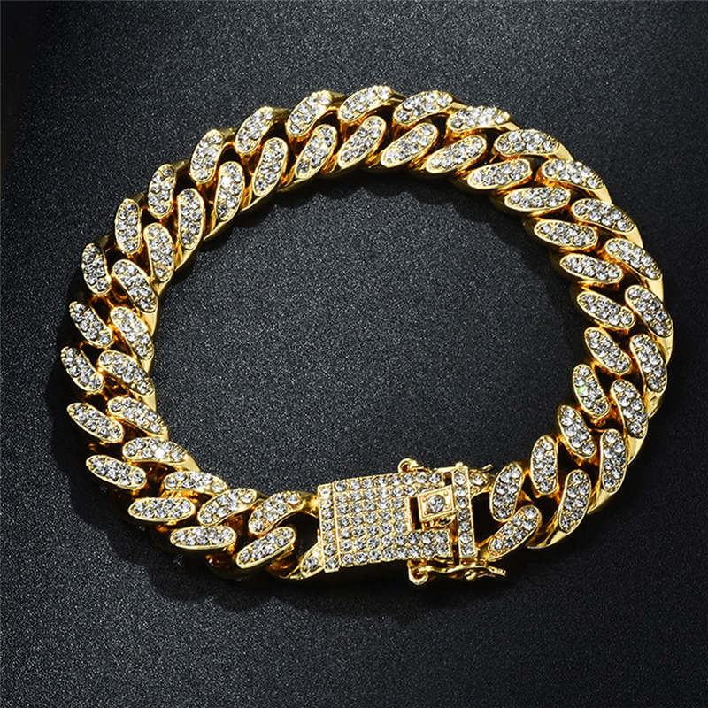 Hip Hop Bling Iced Gold Color Bracelets