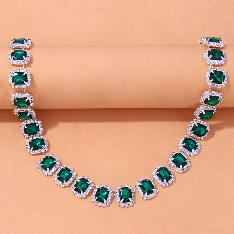 Green Crystal Collar Chain Choker