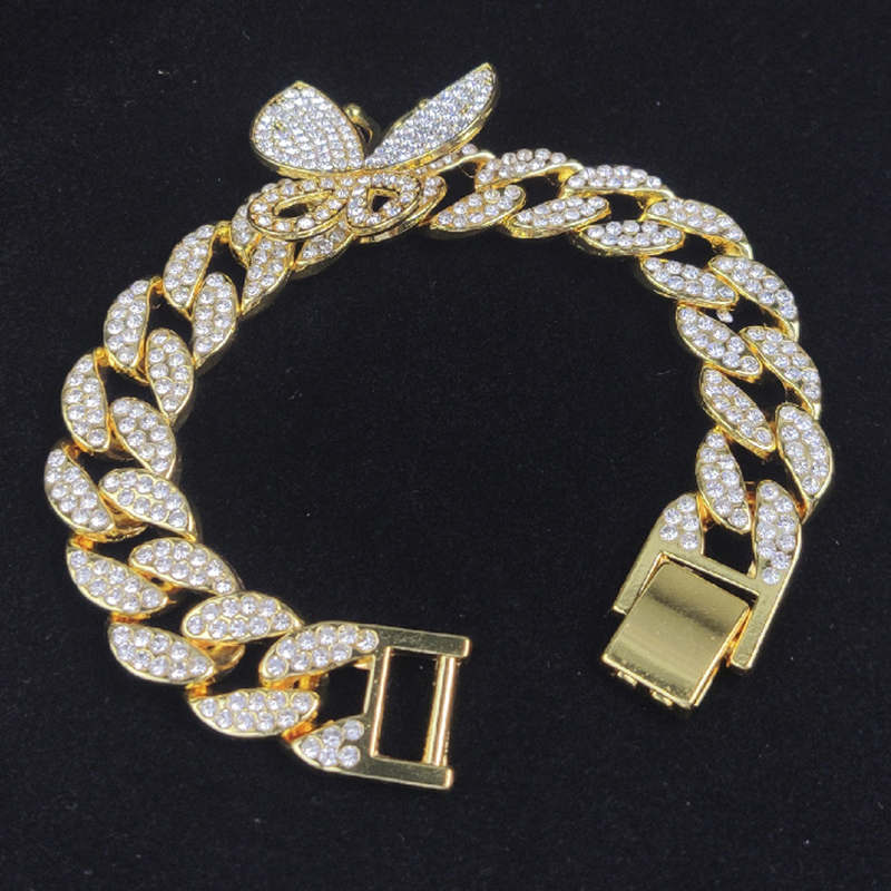 Hip Hop Bling Iced Gold Color Bracelets