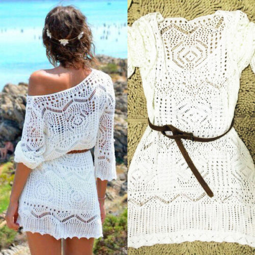 Elegant Sexy Lace Blouses Crochet Bikini Cover-Ups