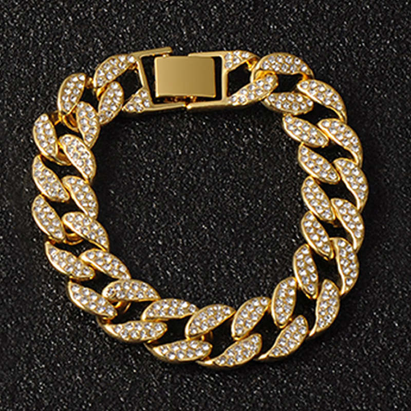 Hip Hop Bling Iced Gold Color Bracelets