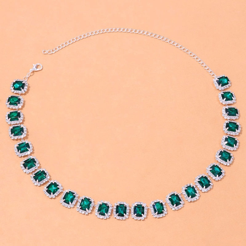 Green Crystal Collar Chain Choker