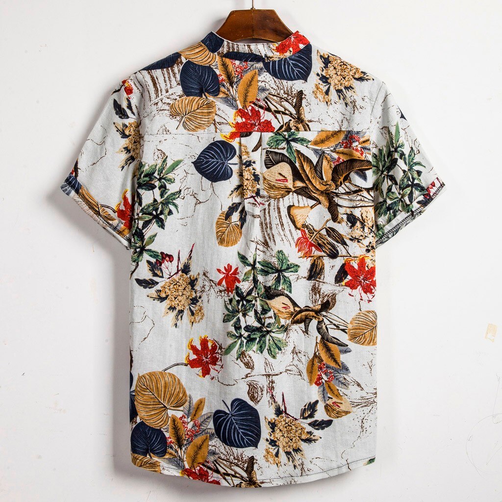 Floral Leaf Print Holiday Shirt