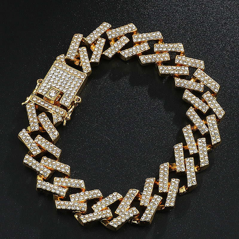 Hip Hop Bling Iced Gold Color Bracelets