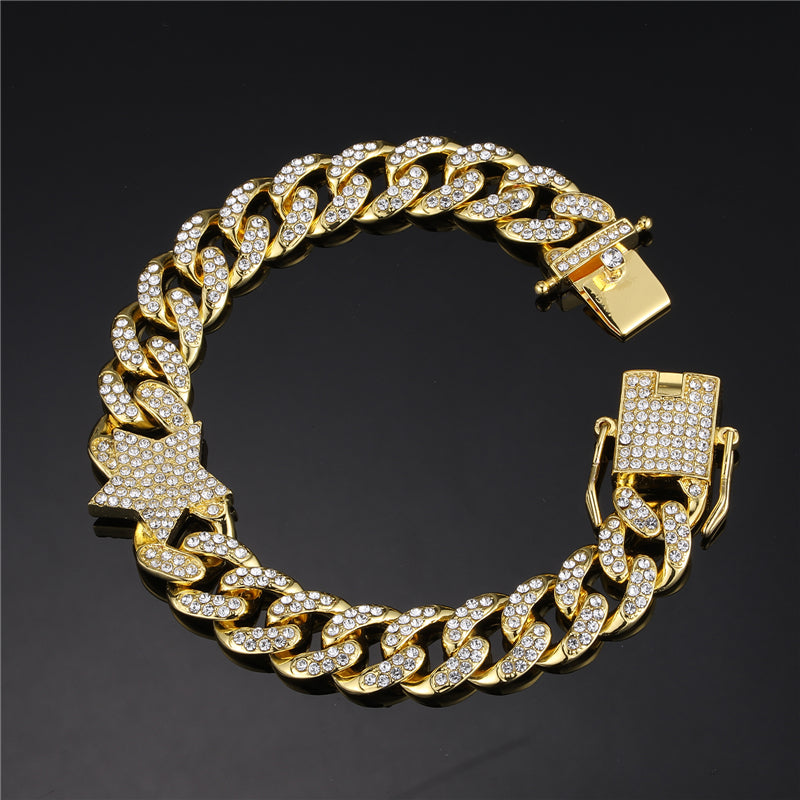 Hip Hop Bling Iced Gold Color Bracelets