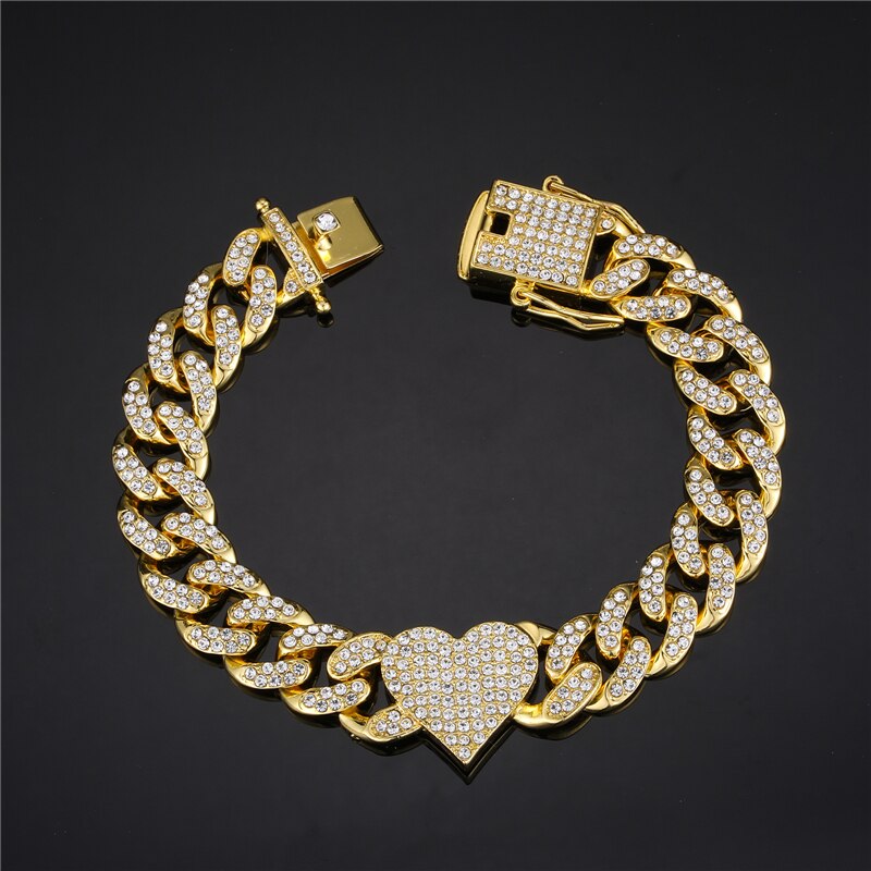 Hip Hop Bling Iced Gold Color Bracelets