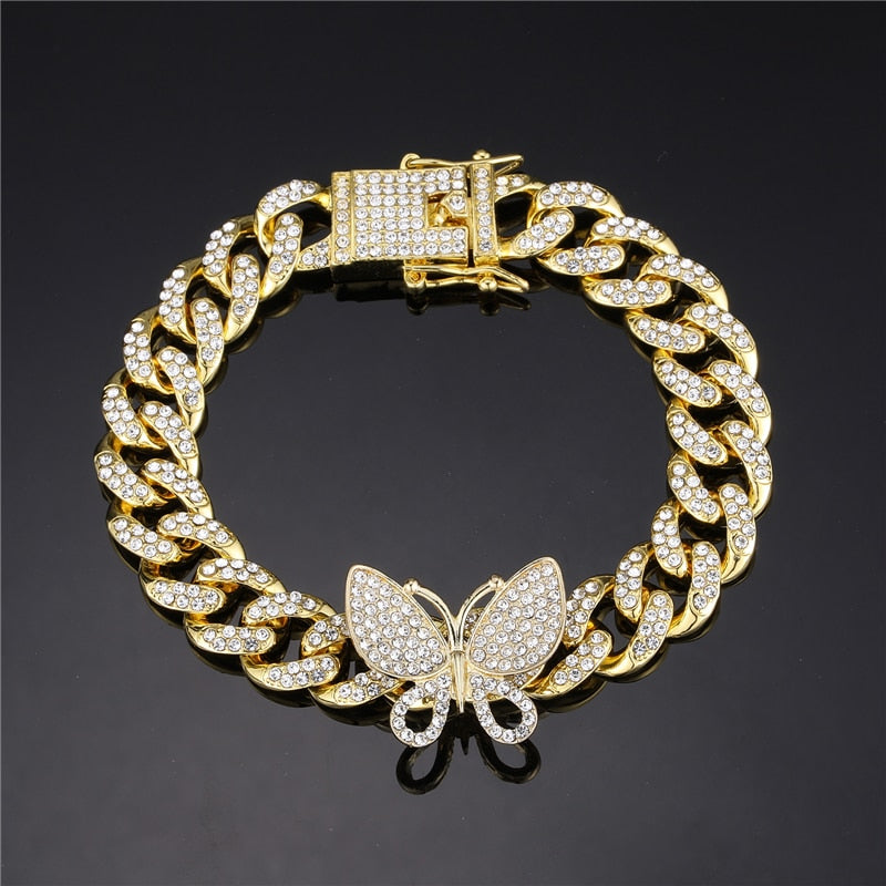 Hip Hop Bling Iced Gold Color Bracelets