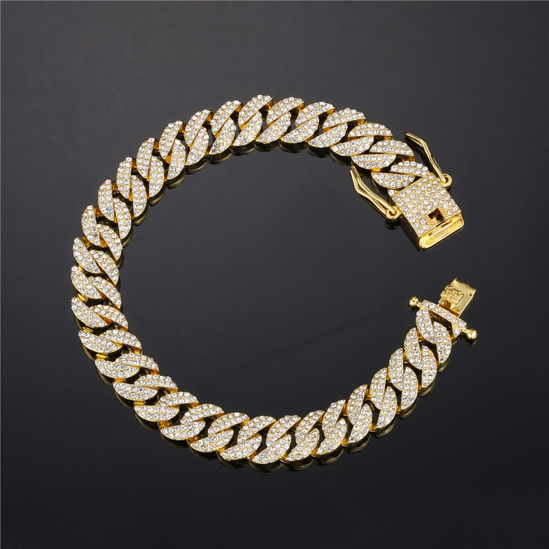 Hip Hop Bling Iced Gold Color Bracelets