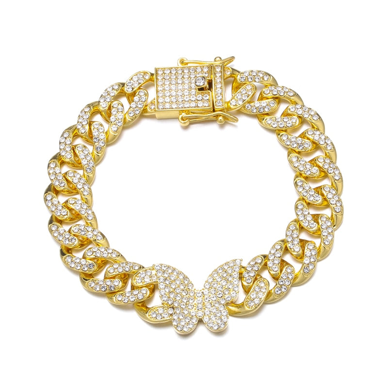 Hip Hop Bling Iced Gold Color Bracelets