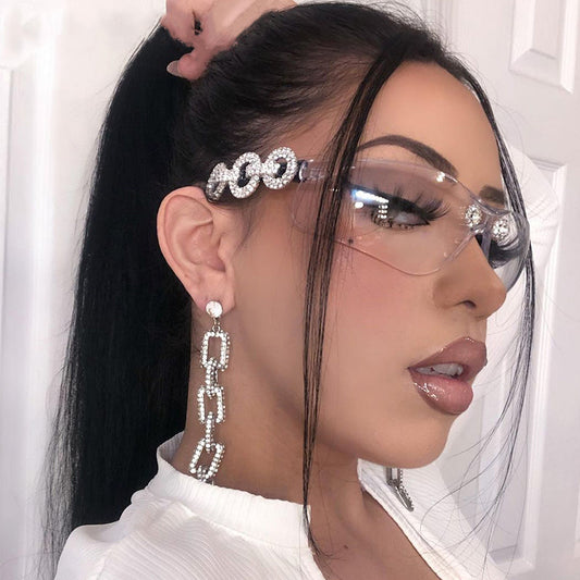 Diamond Rimless Rhinestone Sunglasses